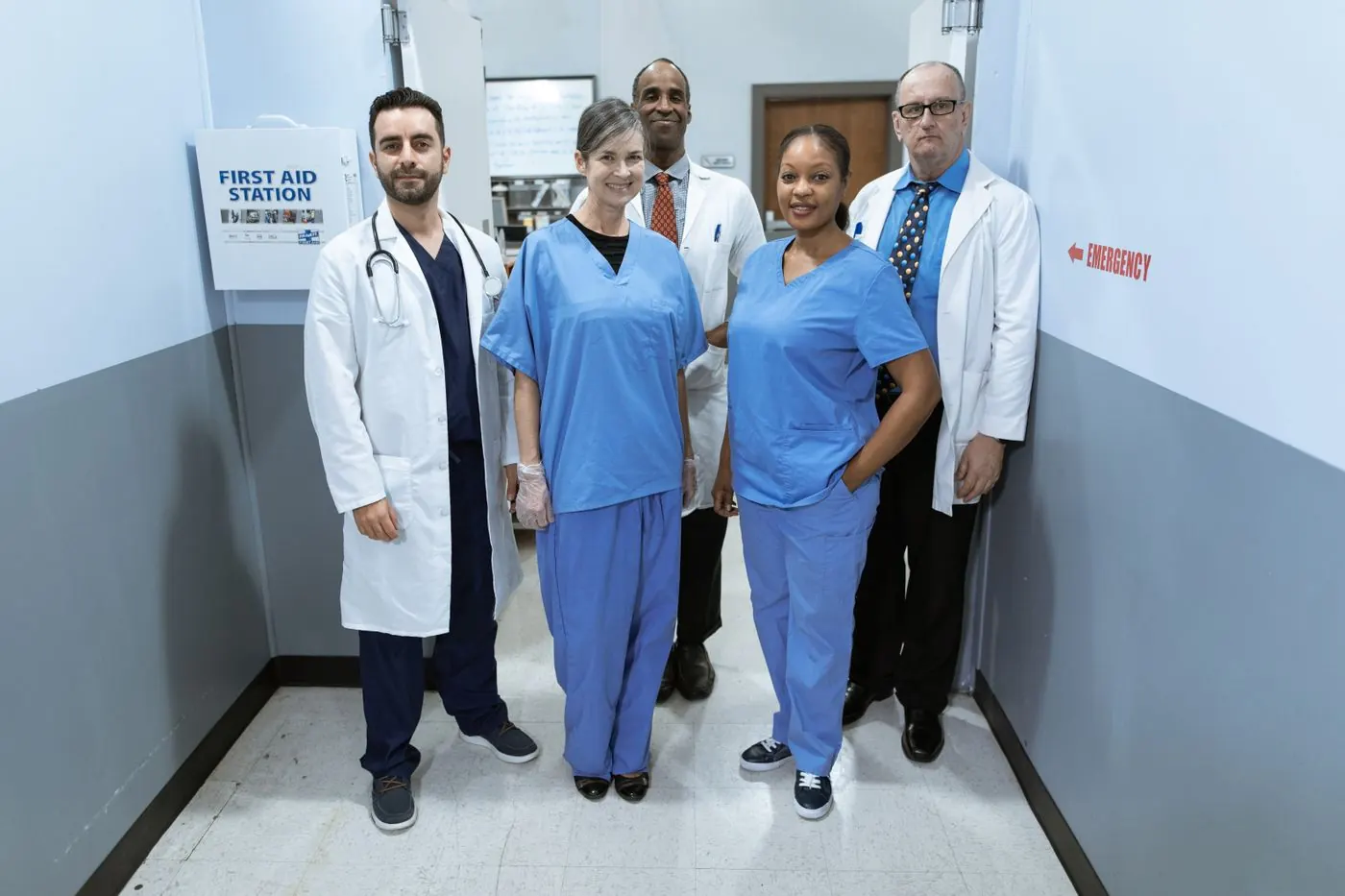 A hospital team of doctors and nurses